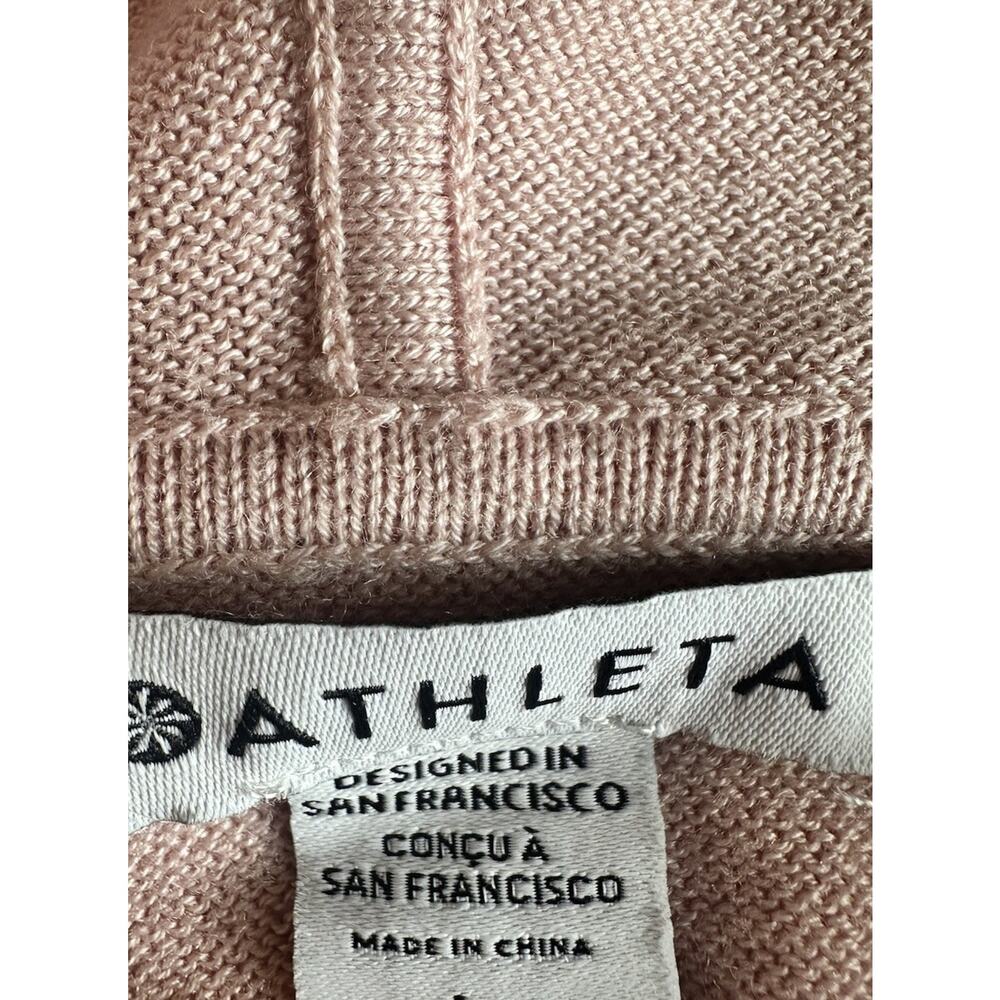 Athleta Evergreen V-Neck Knit Hoodie Sweater Blush Pink L Athleisure Balletcore - Picture 4 of 10